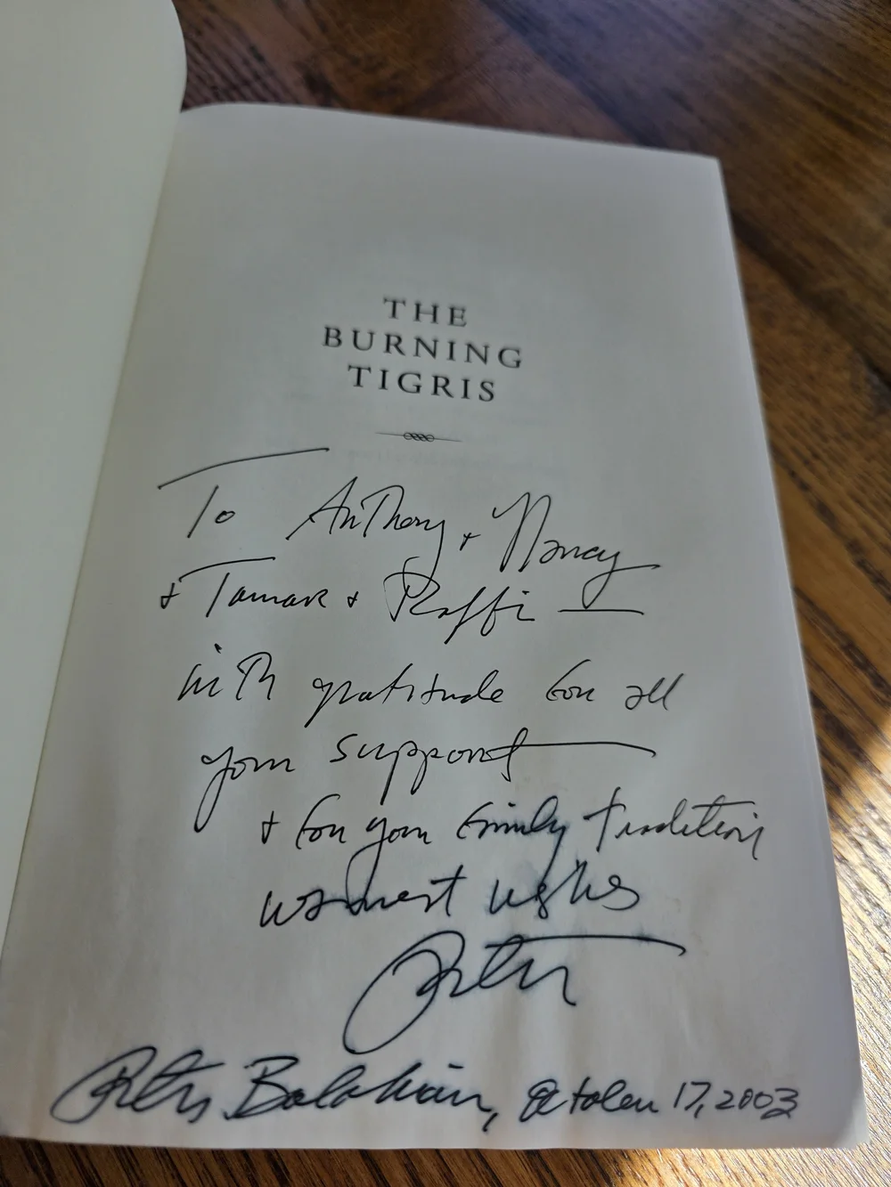 Signed By Author - The Burning Tigris By Peter Balakian - Hardcover